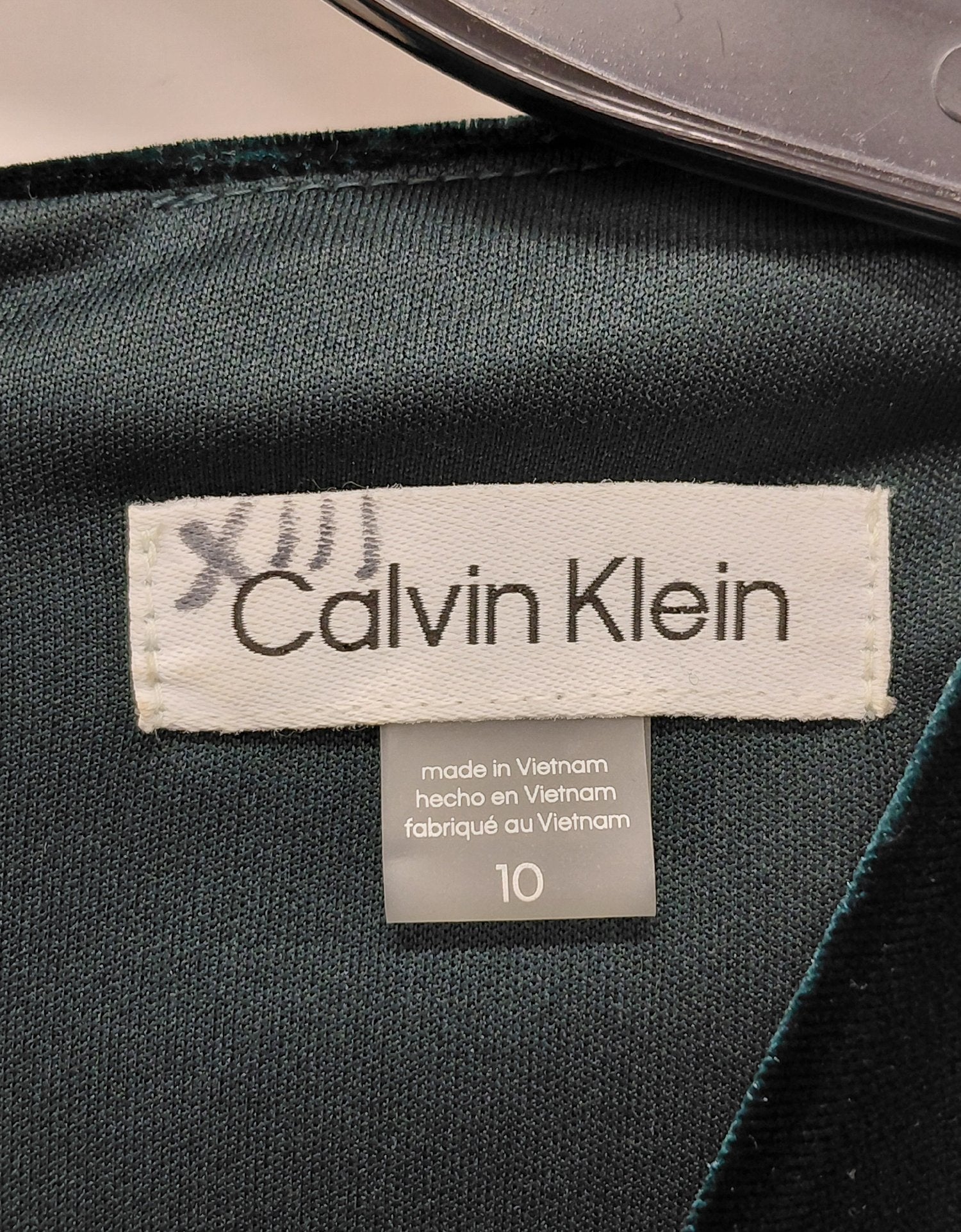 Calvin Klein Emerald Velvet V-Neck Dress Size 10
