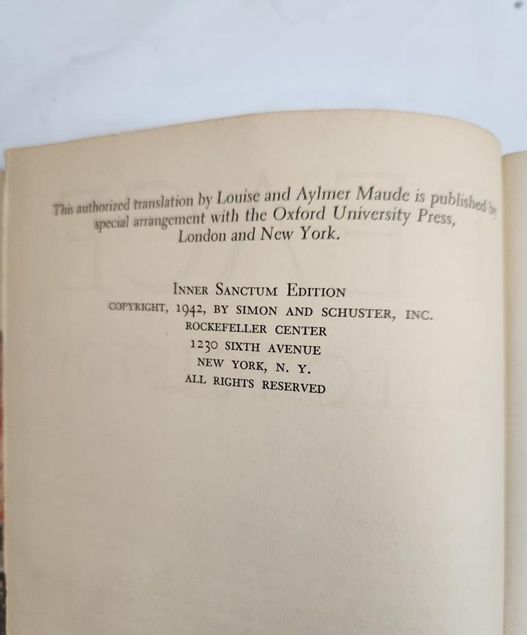 War and Peace by Leo Tolstoy, 1942 Inner Sanctum Edition hardcover in red cloth, view 6