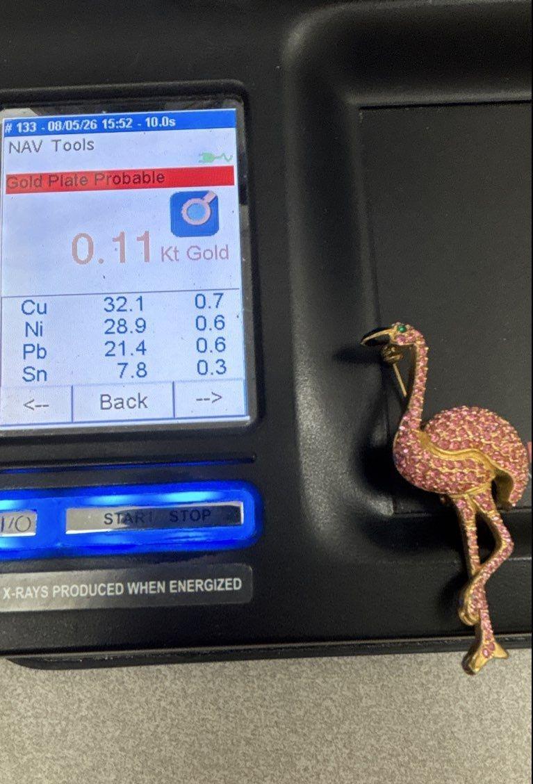 Vintage Gold Tone Pink Rhinestone Flamingo Brooch 3.25 Inch