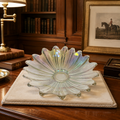 Unbranded Glass Bowl Clear Iridescent Flower Petal Pattern Elegant Glass