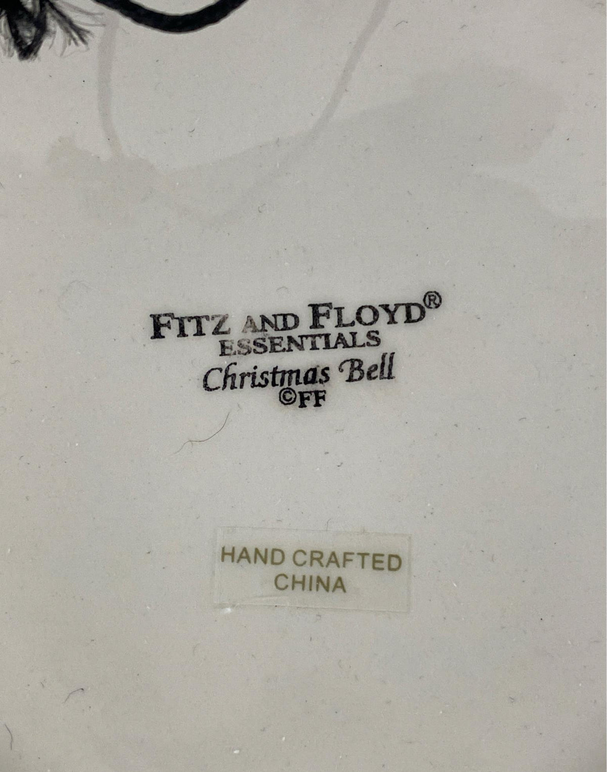 Fitz and Floyd octagonal Christmas plate with red-ribboned bell and holly, with original box, view 6