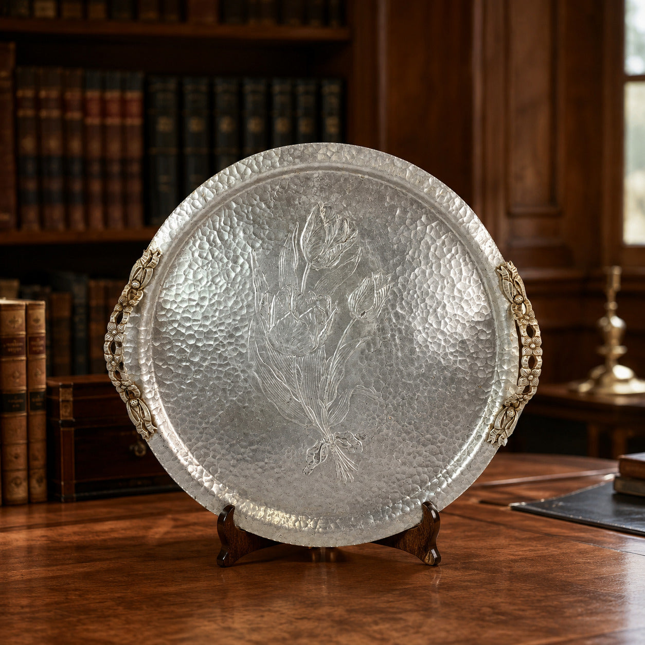 Rodney Kent Hand Wrought Aluminum Tray Tulip Pattern 424