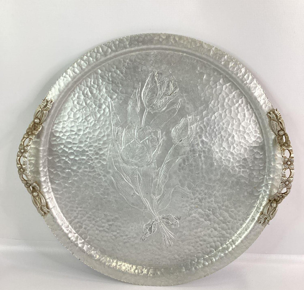 Rodney Kent Hand Wrought Aluminum Tray Tulip Pattern 424