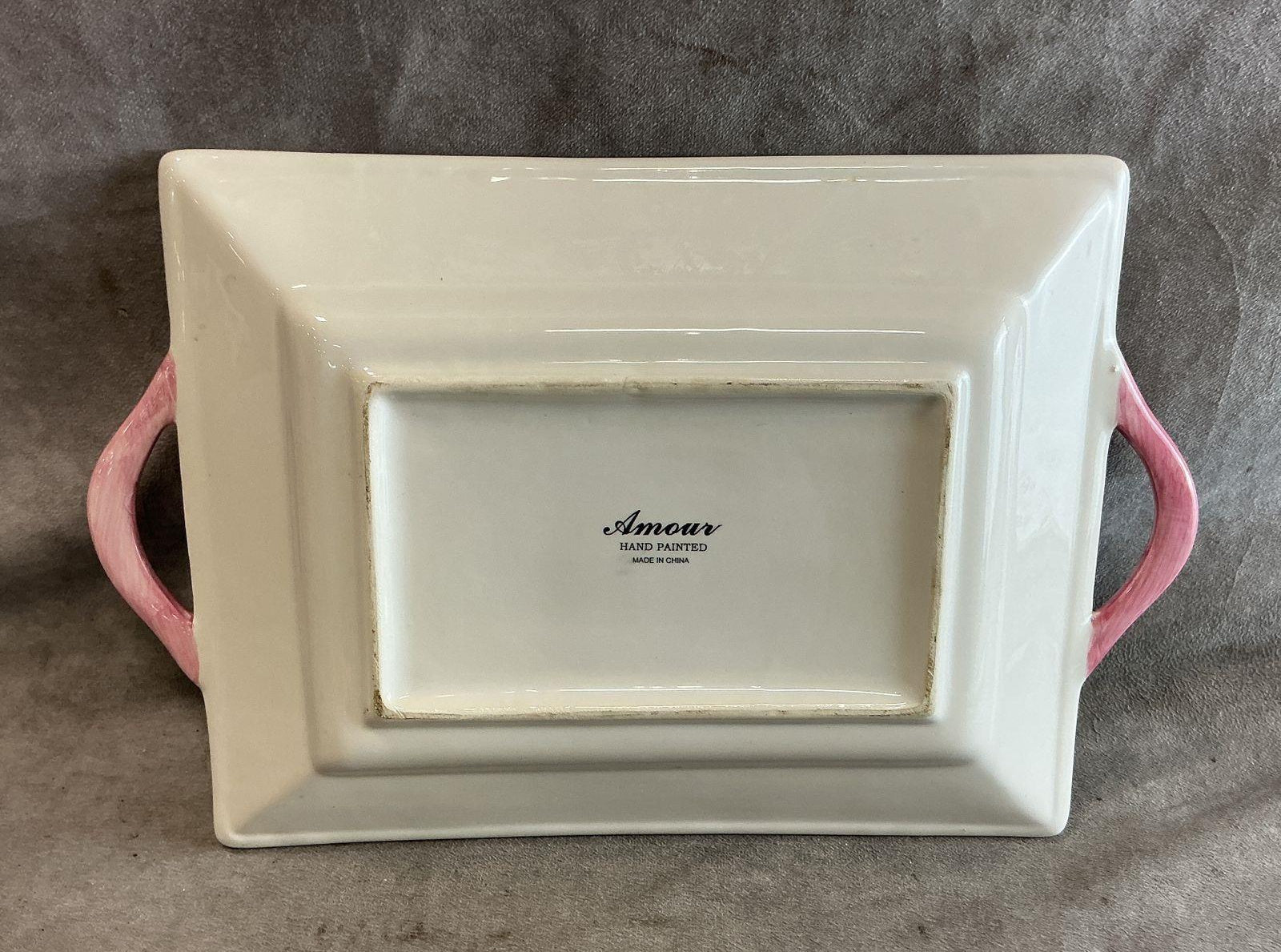 Amour Hand-Painted Peony Porcelain Serving Tray