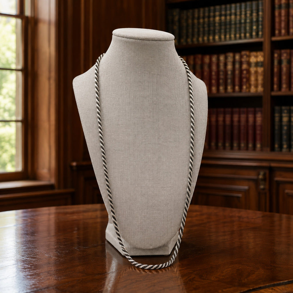 Trifari Silver-Tone Black Rope Chain Necklace 30 Inch