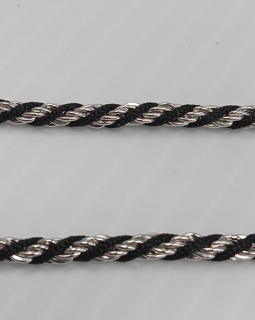 Trifari Silver-Tone Black Rope Chain Necklace 30 Inch