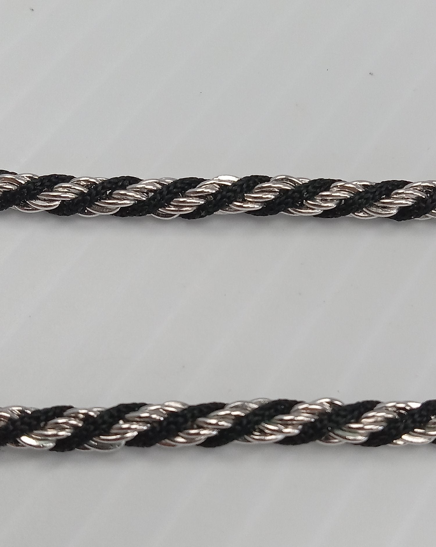 Trifari Silver-Tone Black Rope Chain Necklace 30 Inch