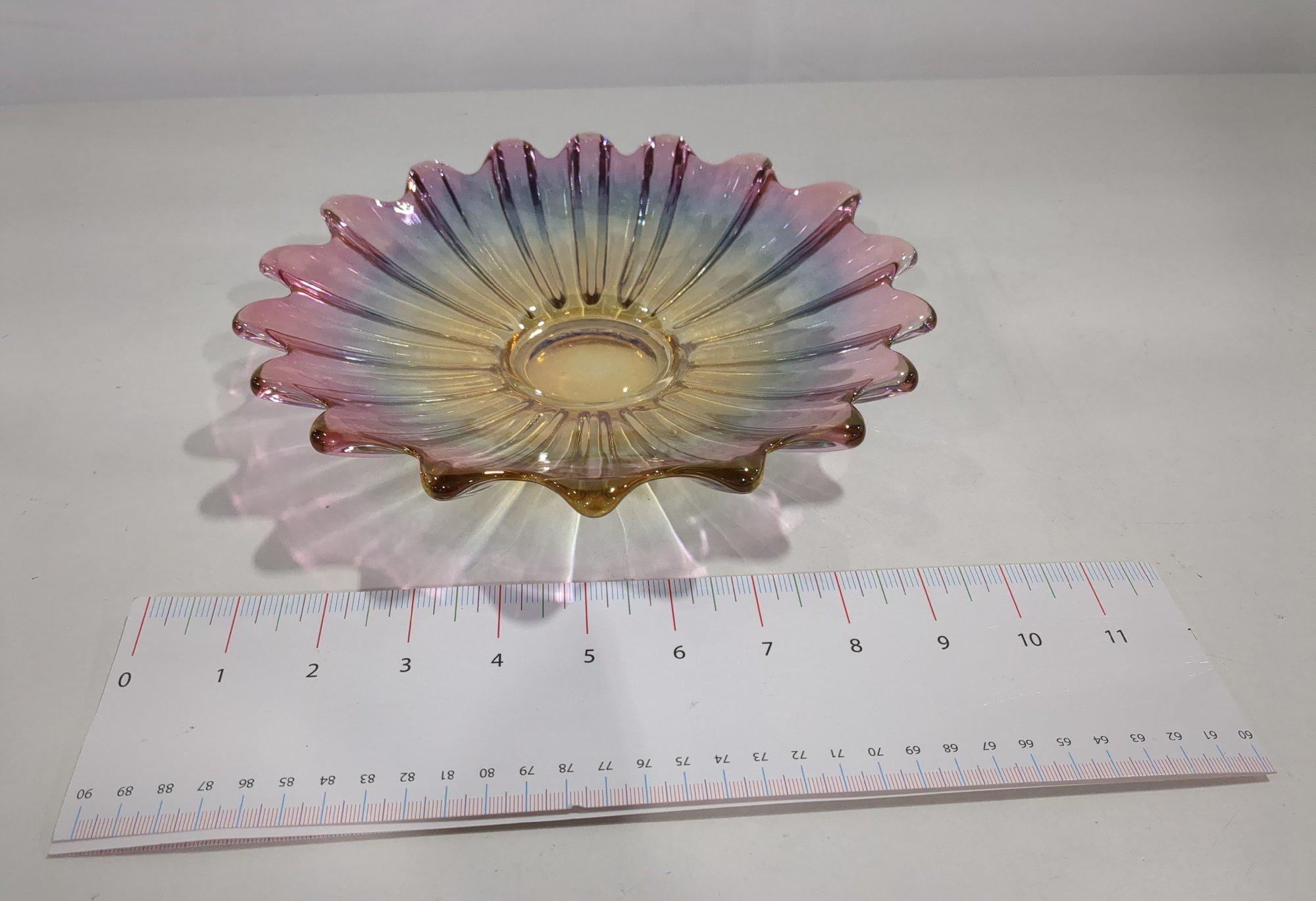 Iridescent Glass Starburst Bowl Ruffled Rim