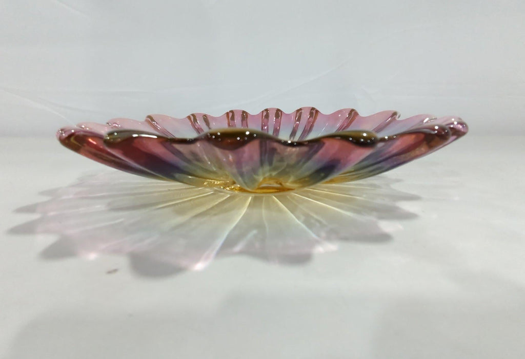 Iridescent Glass Starburst Bowl Ruffled Rim