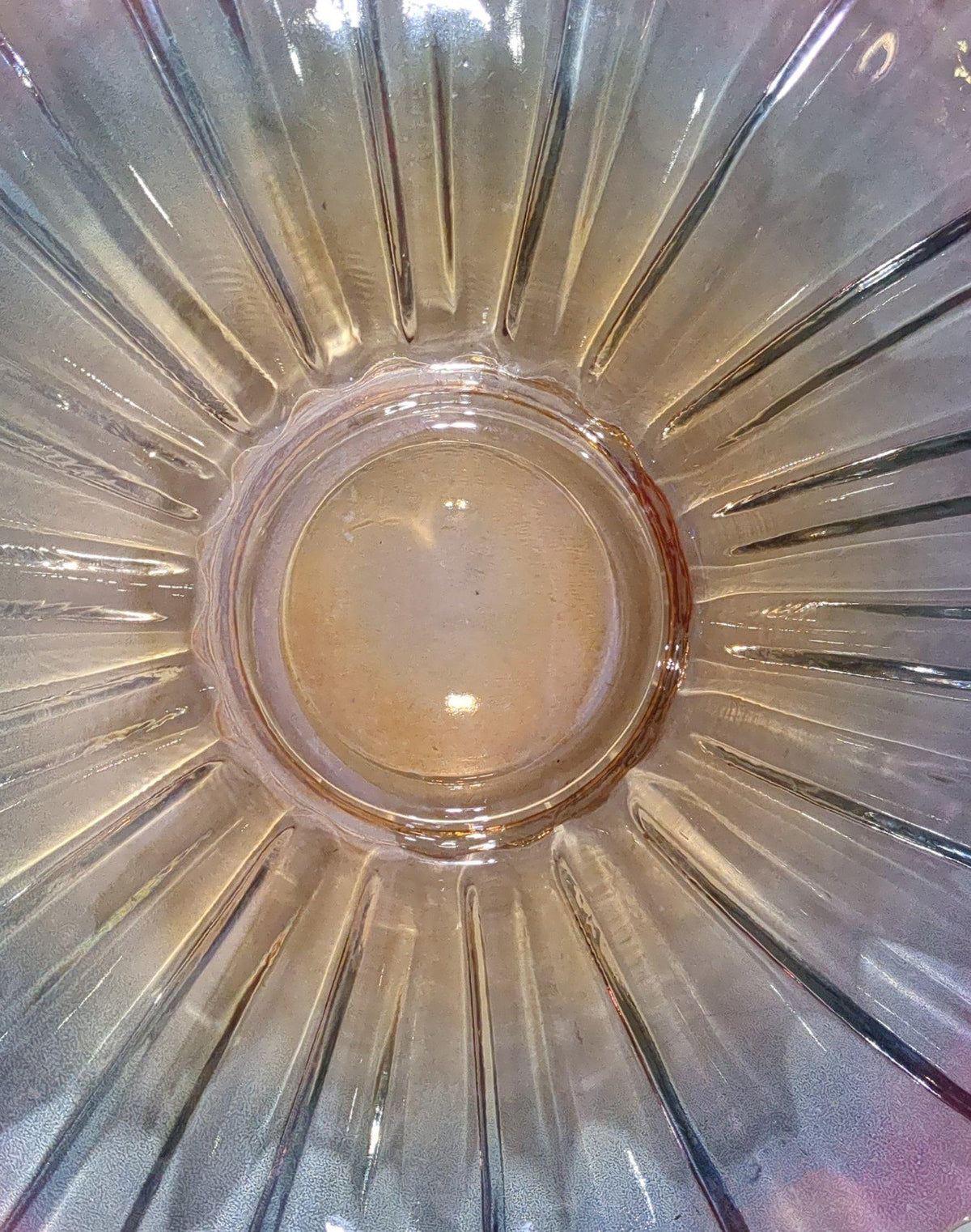 Iridescent Glass Starburst Bowl Ruffled Rim