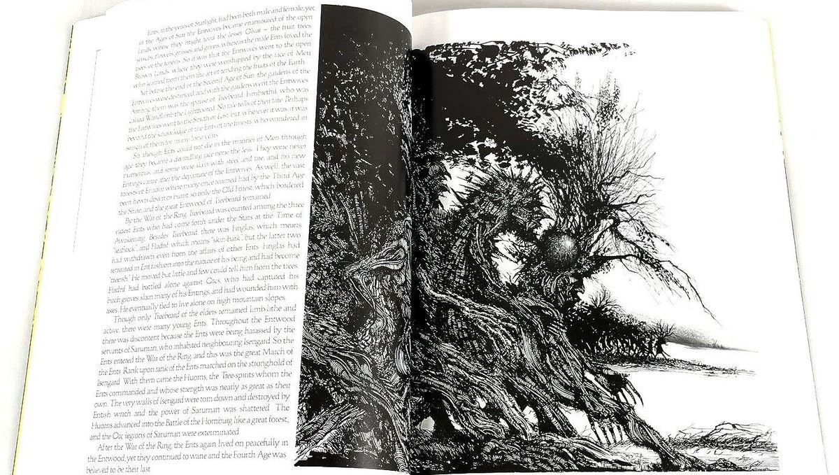 David Day Guide to Tolkien's World A Bestiary, yellow illustrated hardcover with purple gilt spine, view 6
