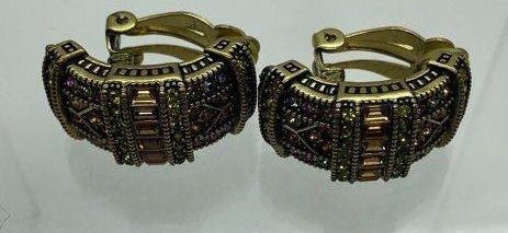 Heidi Daus Antiqued Gold Crystal Pave Clip-On Hoops
