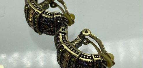 Heidi Daus Antiqued Gold Crystal Pave Clip-On Hoops