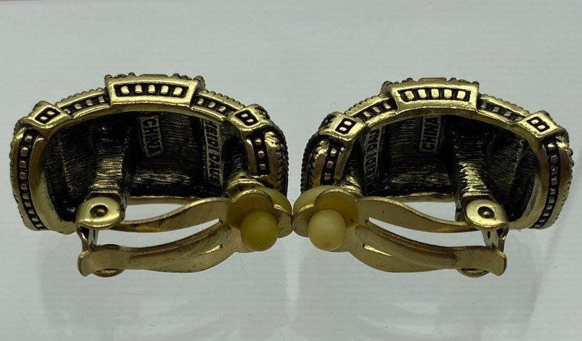 Heidi Daus Antiqued Gold Crystal Pave Clip-On Hoops