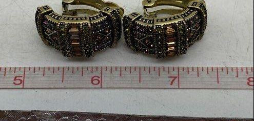 Heidi Daus Antiqued Gold Crystal Pave Clip-On Hoops