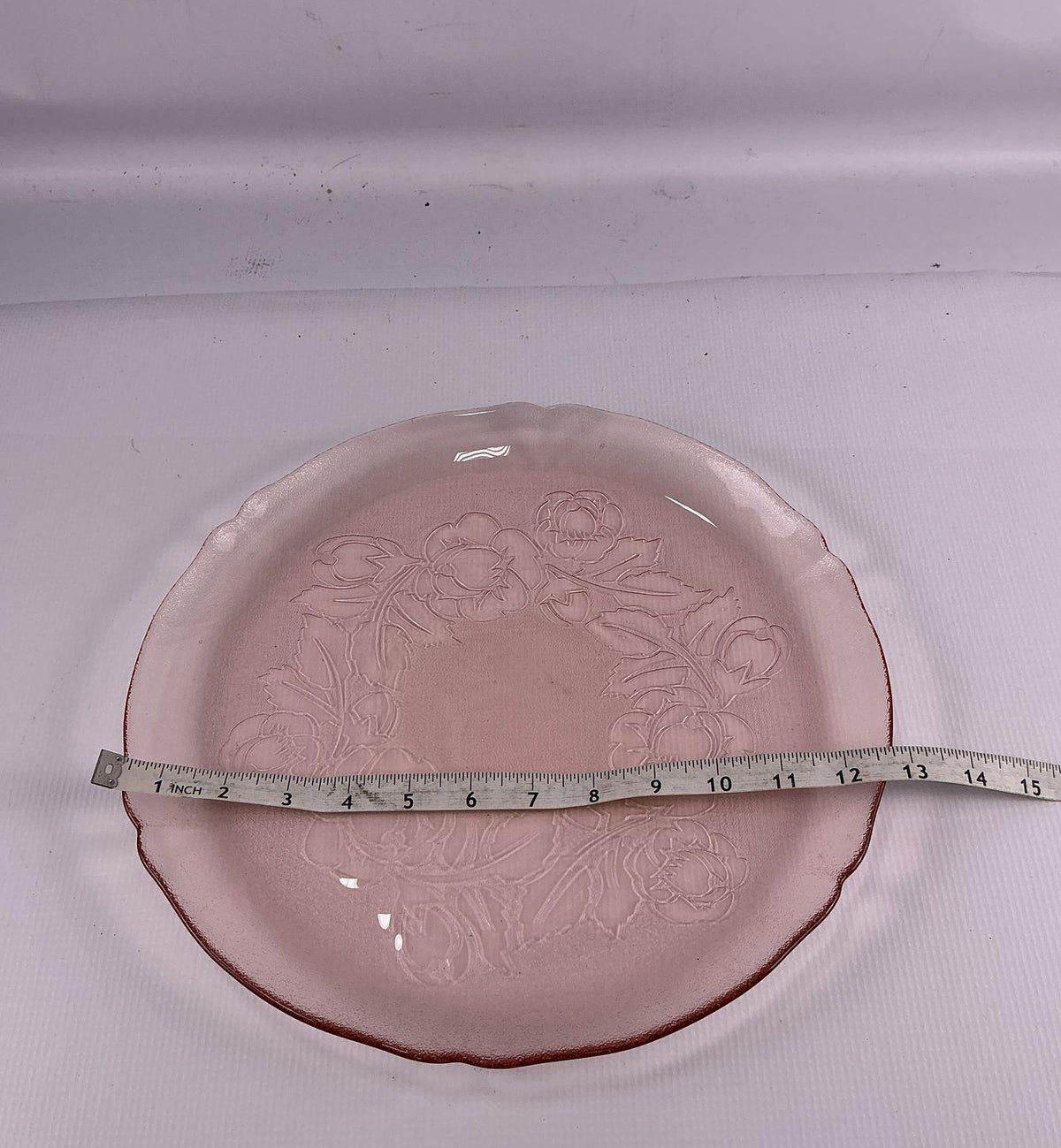 Vintage Pink Depression Glass Cabbage Rose Platter