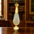 Vintage Cut Glass Ewer Gold Tone Metal Base and Handle 13 Inch