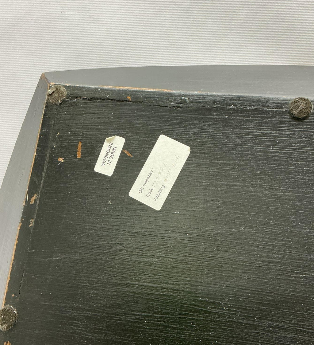 Black Floral Toleware Wooden Gallery Serving Tray