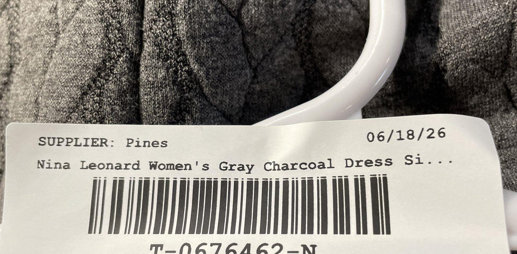 Nina Leonard Charcoal Textured Belted A-Line Dress Size XL NWT