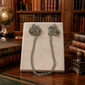 VTG Silver Tone Metallic Filigree Butterfly Scarf Collar Clips