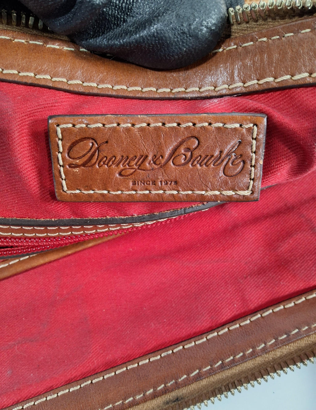 Dooney & Bourke Tan Lizard Embossed Satchel Brown Trim