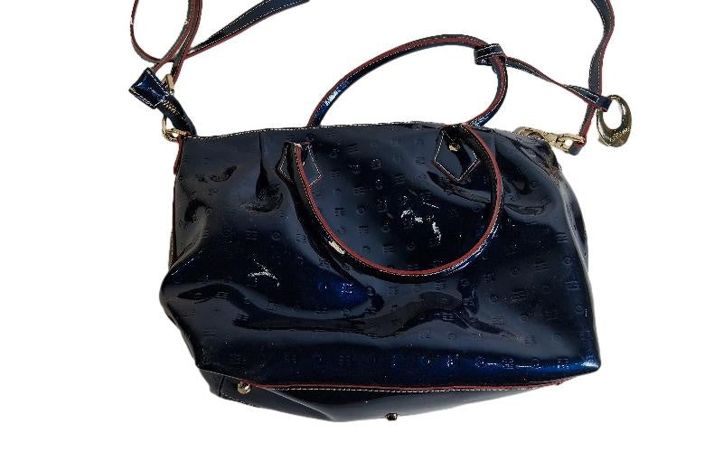 Arcadia Blue Patent Shoulder Bag with Zipper