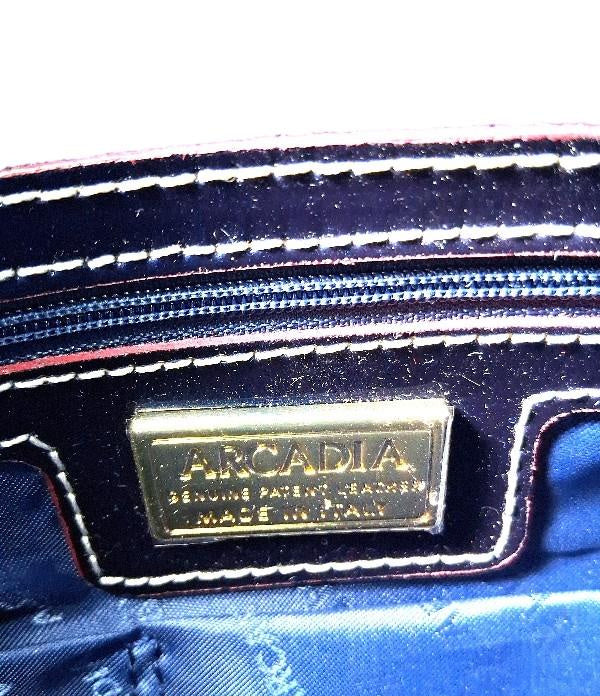 Arcadia Blue Patent Shoulder Bag with Zipper