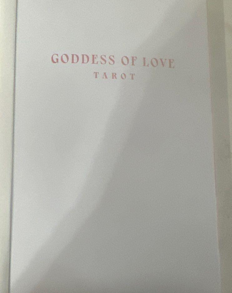 Goddess of Love Tarot boxed book and deck set in shrink wrap with goddess artwork amid roses, view 12