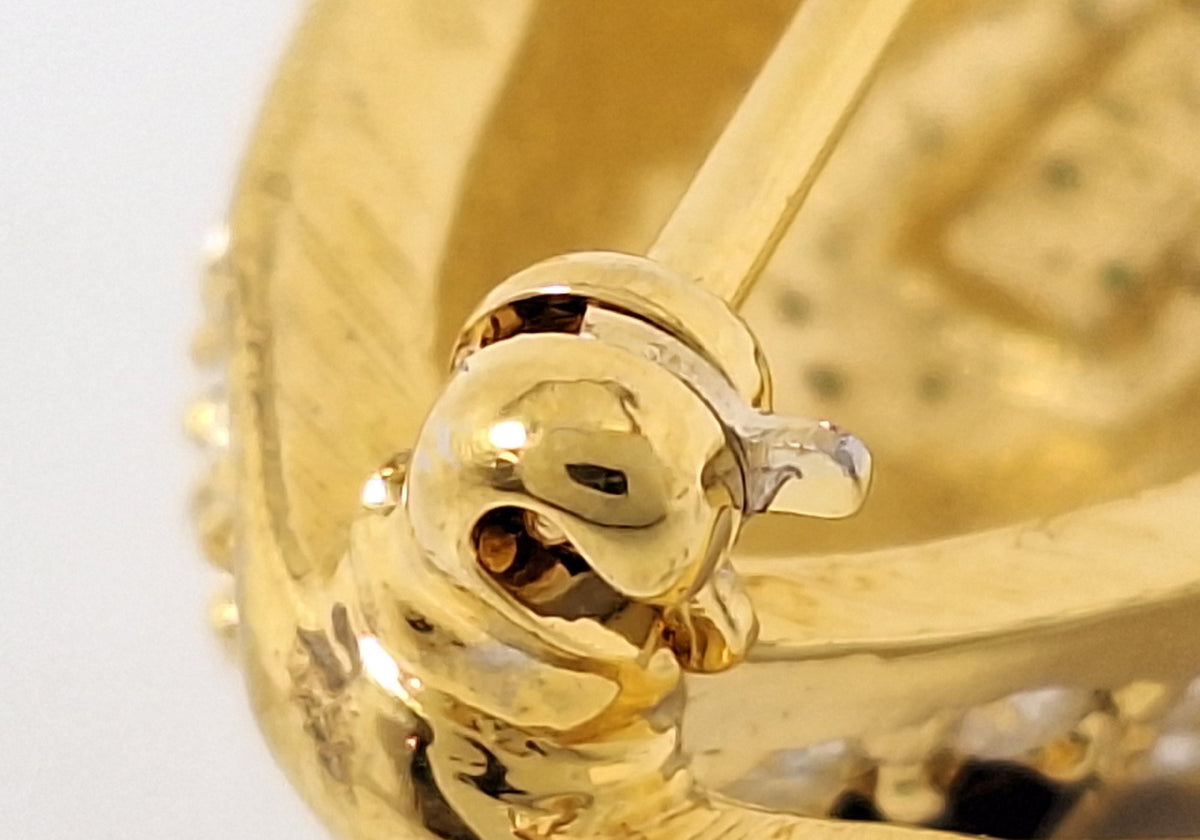 Georgio gold-tone leopard brooch with clear pavé rhinestones and black stone spots, view 5