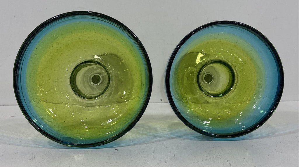 Amici Mexico Blue Green Recycled Glass Margarita Pair