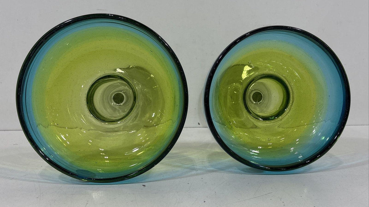 Amici Mexico Blue Green Recycled Glass Margarita Pair