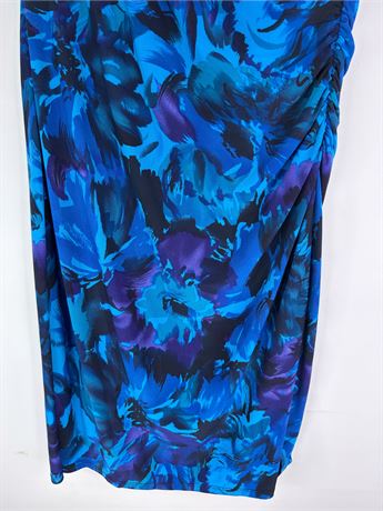 Lauren Ralph Lauren Blue Floral Faux Wrap Dress [I50608]