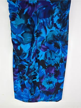 Lauren Ralph Lauren Blue Floral Faux Wrap Dress [I50608]