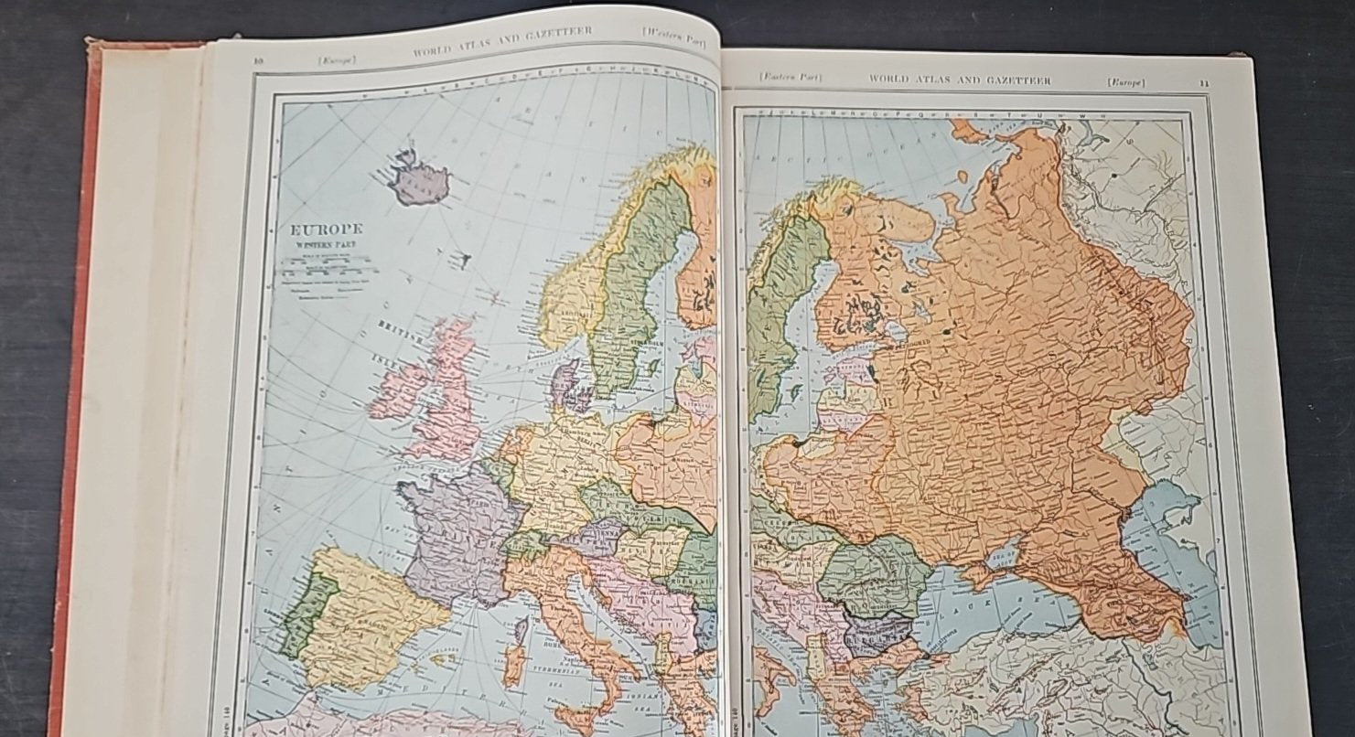 1921 The New World Atlas and Gazetteer Hardcover