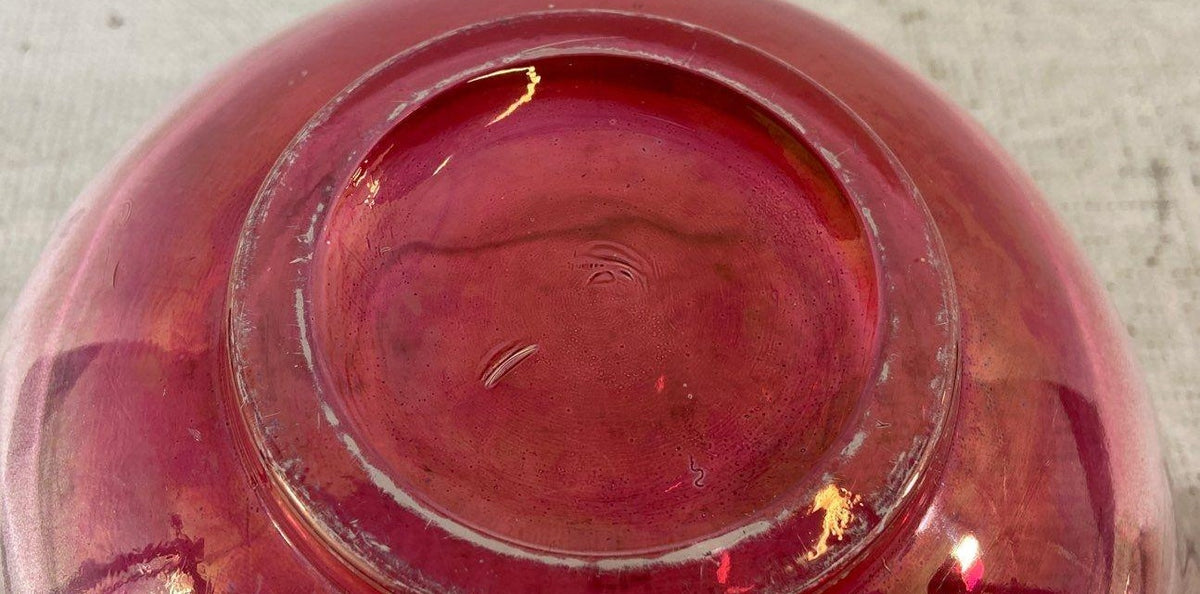 Free Form Clear And Red Glass Set of Art Glass Bowls