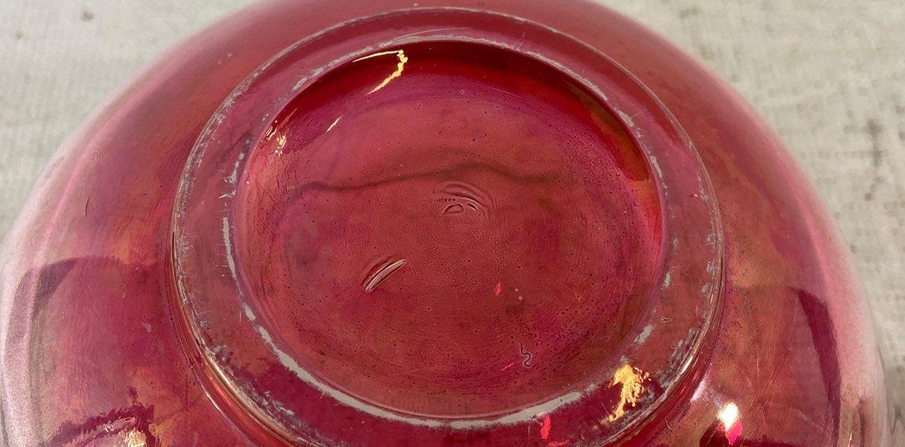Free Form Clear And Red Glass Set of Art Glass Bowls