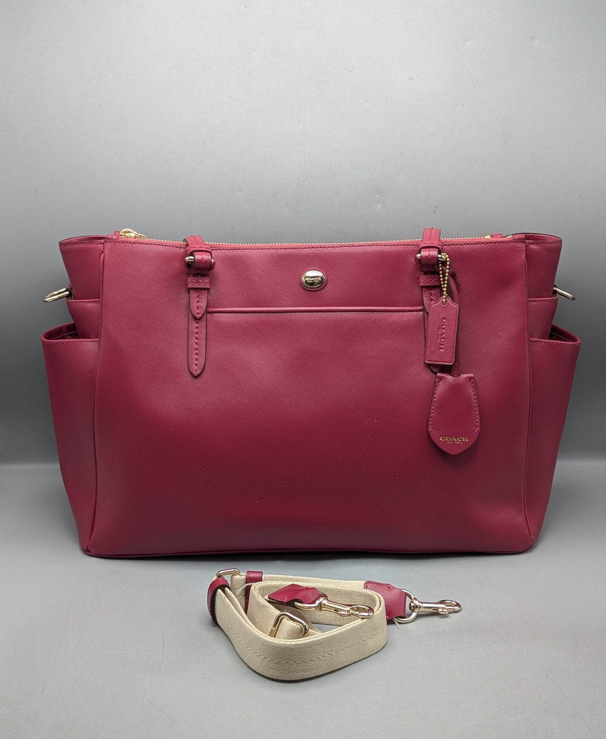Coach Peyton Berry Crossgrain Leather Multifunction Bag