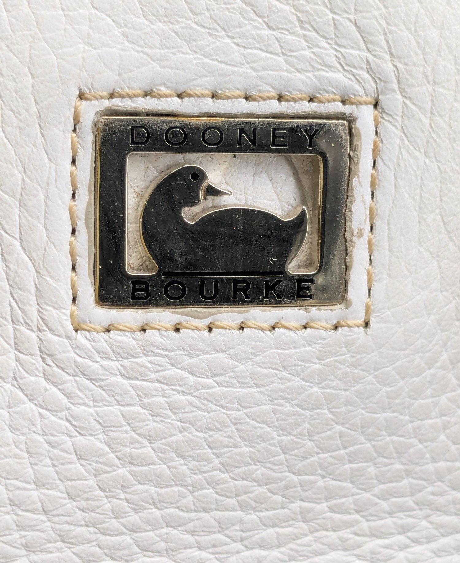 Dooney & Bourke White Pebbled Leather Satchel with Black Trim
