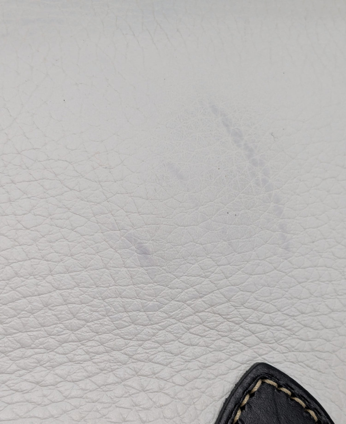 Dooney and Bourke white pebbled leather satchel with black trim and gold-tone hardware, view 11