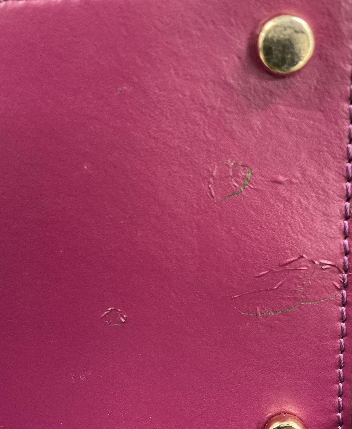 Kate Spade New York magenta leather structured satchel with gold-tone hardware and front plaque, view 10