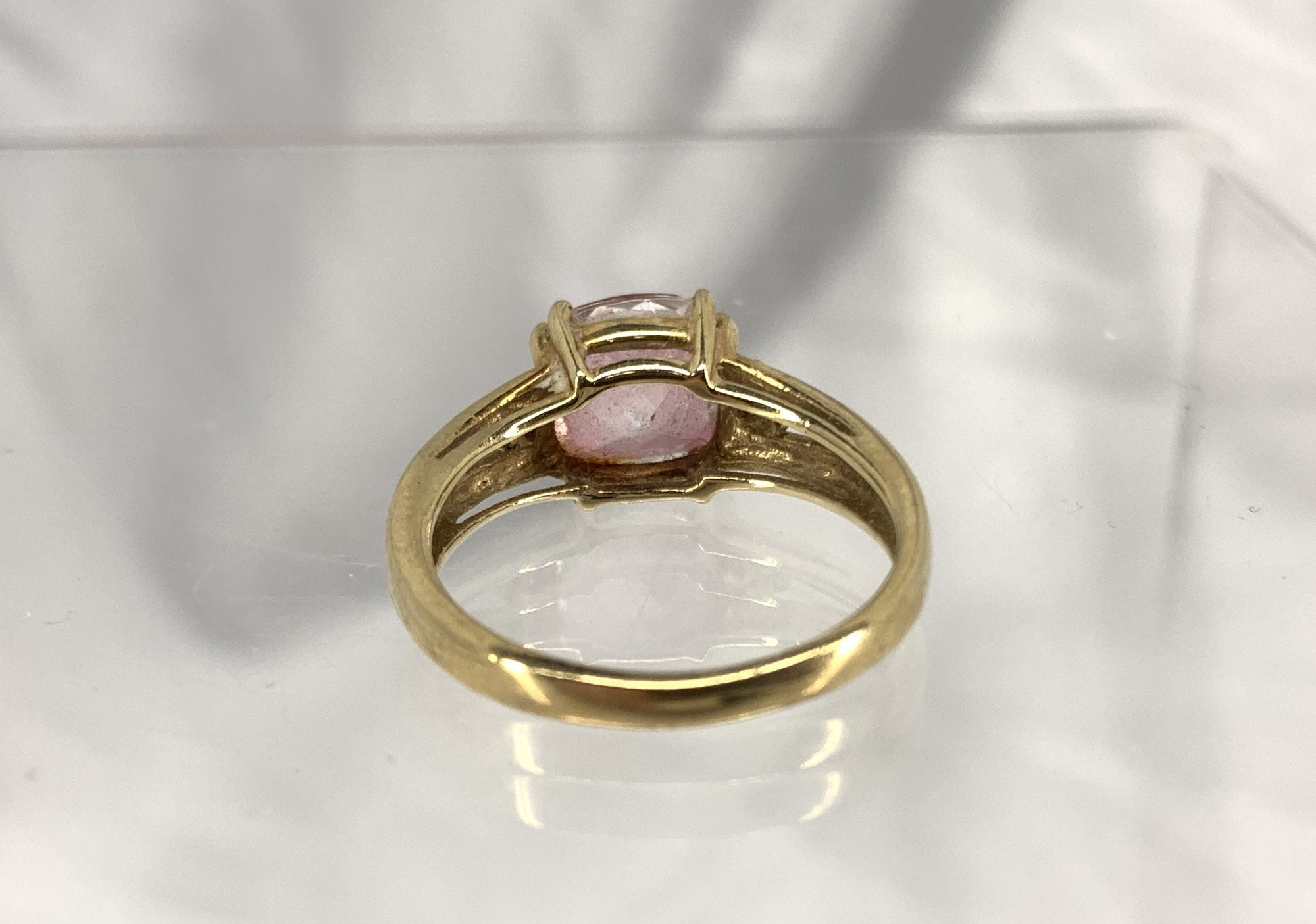 10K Yellow Gold Statement Ring with Pink Spinel and CZ Accents