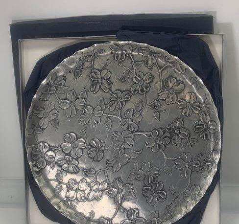 Wendell August Handmade Silver Floral Serving Platter