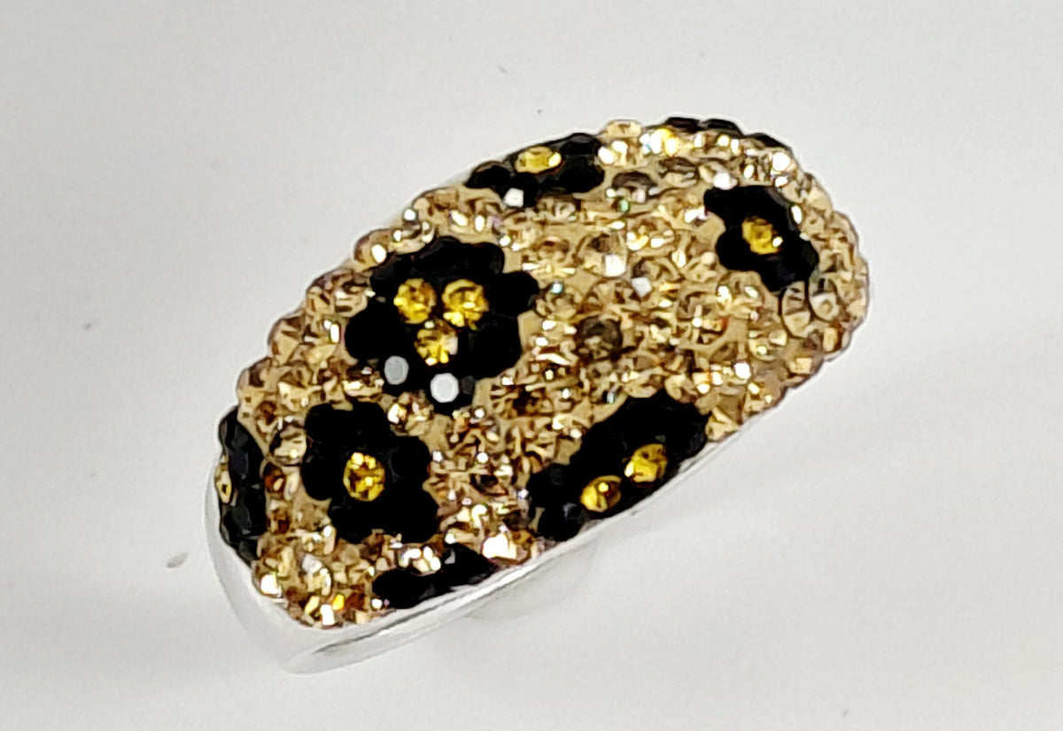 JCM 925 Silver Leopard Crystal Ring Size 8