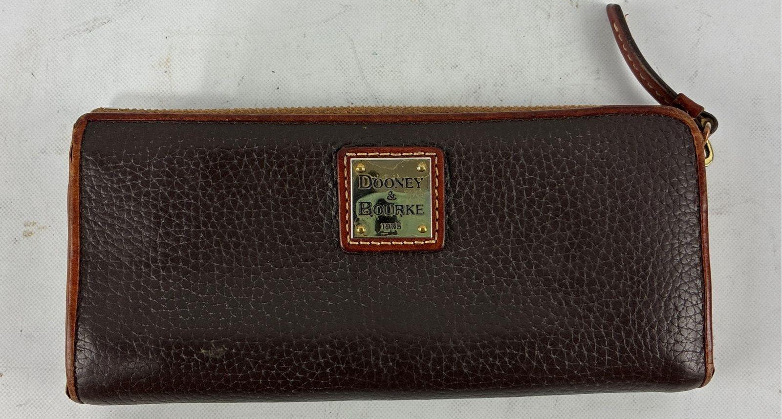 Dooney & Bourke Brown Pebbled Leather Zip-Around Wallet