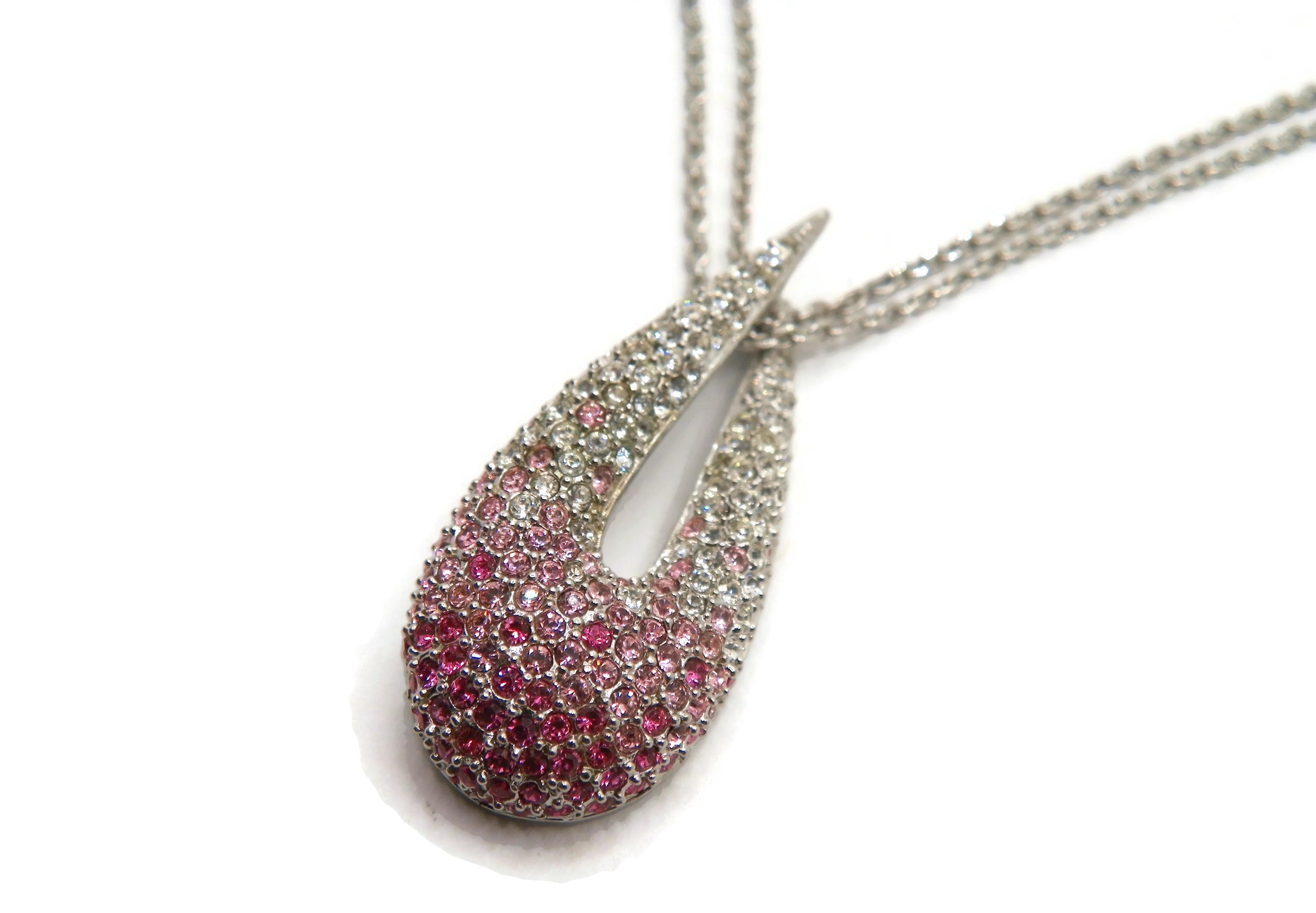 Silver Tone Pink Ombre Necklace