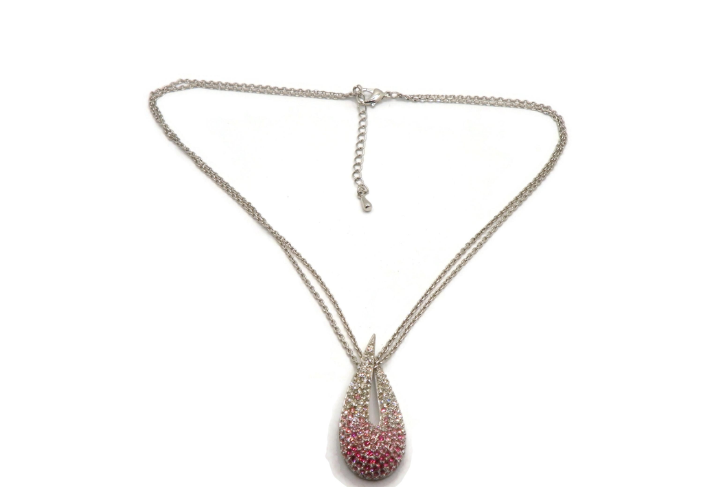 Silver Tone Pink Ombre Necklace