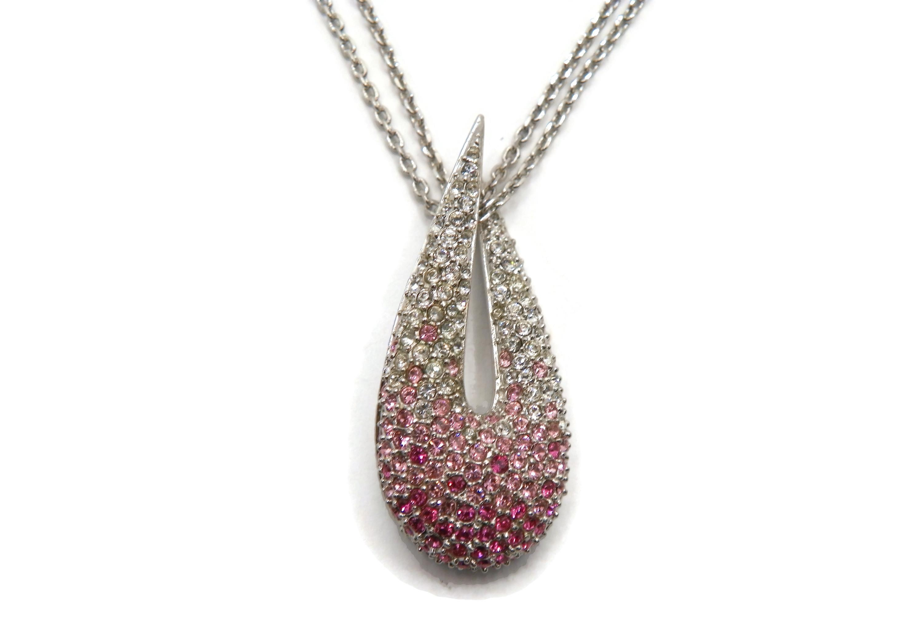 Silver Tone Pink Ombre Necklace
