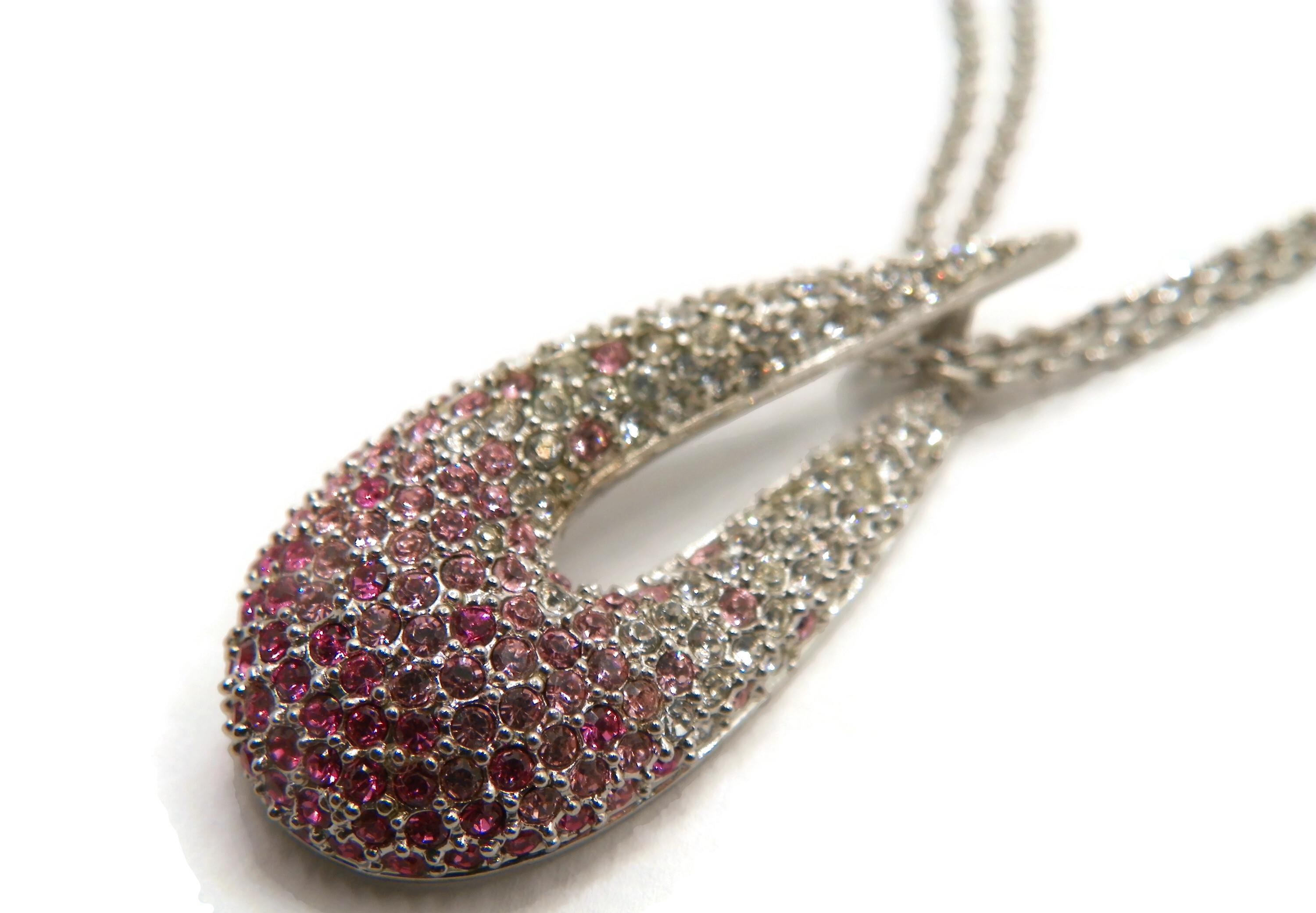 Silver Tone Pink Ombre Necklace