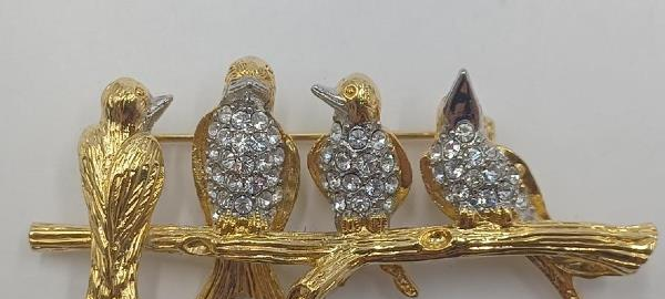 Joan Rivers Vintage Rhinestone Bird Statement Brooch