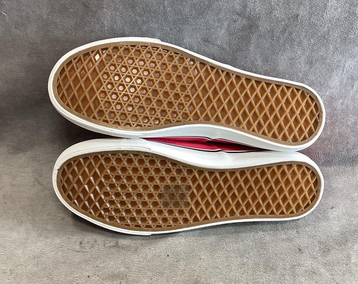 Jen Ardor raspberry pink canvas low-top sneakers with white laces and box, view 7